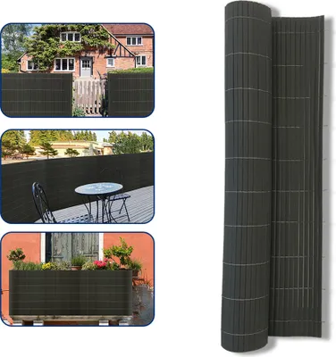 Obrázek produktu pro LARS360 180x300cm PVC rohož soukromí plot bambus - plot soukromí zástěna proti větru neprůhledný pro zahradu, balkon a terasu, antracitová barva