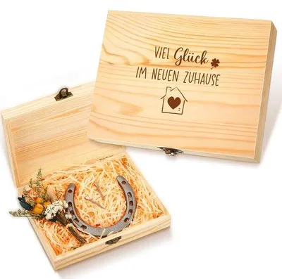 Produktbild von Lackenanker Glücksbringer - Elegantes Geschenkset - Mit Holzkiste und Trockenblumen