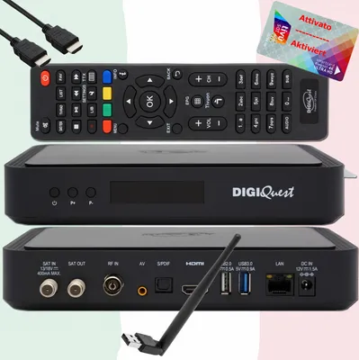 Produktbild von TiVuSat Karte 4K UHD + DIGIQuest Q90 4K Receiver + WiFi Stick (Karte akiviert)