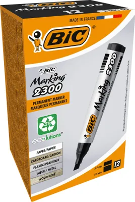 Produktbild von Schwarze Marker mit abgeschrägter Spitze BIC Marking 2300 ECOlutions 12 Stück