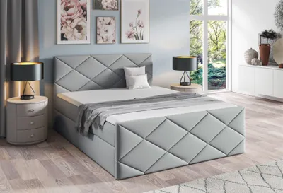 Produktbild von Boxspringbett Schlafzimmerbett KOSMOS 120x220cm Stoff Monolith Hellgrau