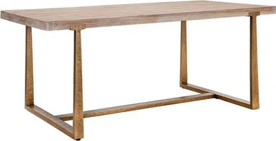 Produktbild von Esstisch Kazimir, Küchenregal, Esszimmertisch, Festes rechteckiges Regal, Gold und Braun, 180x90 h78 cm