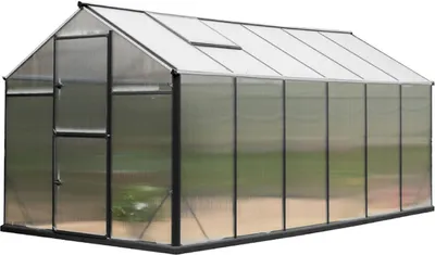 Produktbild von Gampre Aluminium Glas Gewächshaus Sanus L10 Schwarz 430x220x208 cm