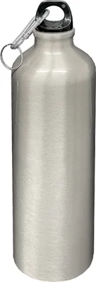 Produktbild von Aluminium Trinkflasche 0,75l Silber mit Karabiner Alu Wasserflasche Sportflasche Fahrradflasche Aluflasche
