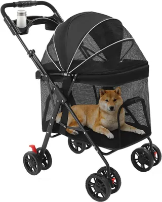 Productafbeelding van Hondenbuggy, inklapbaar, geschikt tot 12 kg, met EVA-wielen, veiligheidshaken, dubbele remmen, voor huisdieren