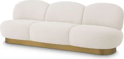 Produktbild von Casa Padrino Luxus Sofa Creme / Messing 230 x 81 x H. 76 cm - Wohnzimmer Sofa - Hotel Sofa - Luxus Qualität