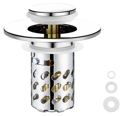 Produktbild von 3-in-1-Spülbeckenablaufstopfen, Edelstahl-Bodenfilter, Pop-up-Ablaufsieb mit Haarfänger für Spülbeckenlöcher von 28–40 mm, geeignet für Küche und Bad