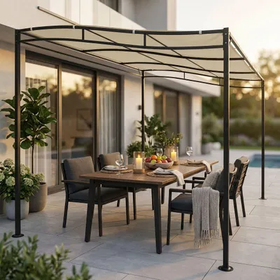 Immagine prodotto di Milani Home - pergola da giardino Pegasus, autoportante, 3 x 4 m, in acciaio con telo in poliestere, antracite