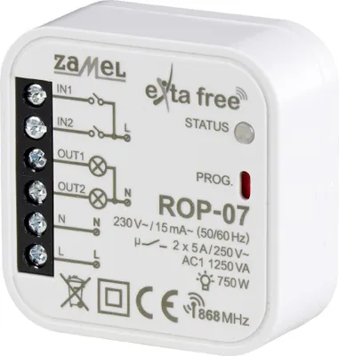 Obrázek produktu pro Rádiový přijímač pod omítku 2-kanálový pro spolupráci s relé ROP-07 exta  Zamel