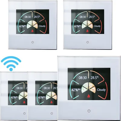 Produktbild von 5X WiFi Digital LCD Thermostat, Woechentlich programmierbare Raumthermostat fuer 5A Warmwasserbereitung, Touch-Steuerung/Mobile APP/Sprachsteuerung Fussbodenheizung Kompatibel mit Alexa/Google Home, Wei?