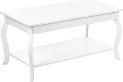 Produktbild von BELIANI Couchtisch Weiß MDF- und Faserplatte 55 x 100 cm mit Ablage Rechteckig Retro Klassisch Salon Wohnzimmer Diele Flur Esszimmer Schlafzimmer Möbel