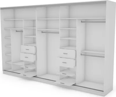 Produktbild von Meblast | Kleiderschrank 5D/360 cm, Weiß mit 1 Spiegel (silberne Beschläge), Premium-Beschläge | Groß, Modern