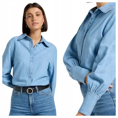 Produktbild von Lee | Damen Jeanshemd Balloon Sleeve blau Denim Alltag Größe M