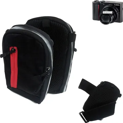 Produktbild von K-S-Trade Fototasche Kameratasche Gürteltasche Schutz Hülle kompatibel mit Panasonic Lumix DMC-TZ202 Case bag Stoßfest Holster schwarz 1x