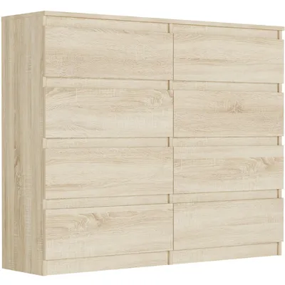 Obrázok produktu pre Komoda 120 cm s 8 zásuvkami, skriňa FRAMIRE R-120-S8, sonoma