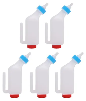 Image de 5 biberons pour agneaux, distributeur d'aliments pour chèvres épaissi avec anse pour tétine, pour le bétail, 500 ml