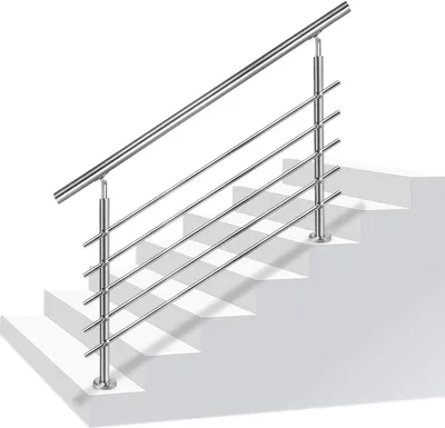 Produktbild von Treppengeländer 80m Edelstahl Handlauf mit Pfosten Geländer Außen-Innen Eingangsgeländer ür Treppen Wand Treppenhandlauf inkl. Montagematerial, 5 Pfosten CEEDIR