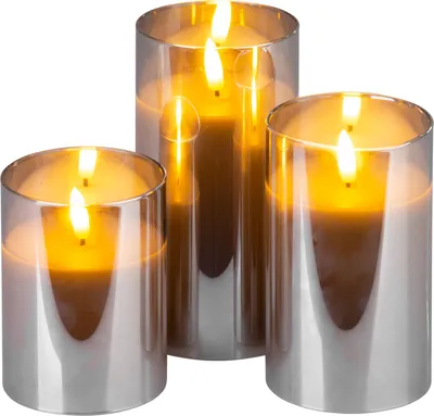 Immagine prodotto di Candela MagicHome Natale, set 3 pz, bianco caldo, in vetro, 3xAAA