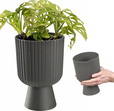 Obrázok produktu pre KADAX "Golem Eco" kvetináč v tvare pohára, z plastu, kvetináč, miska na rastliny, 14 cm, antracit