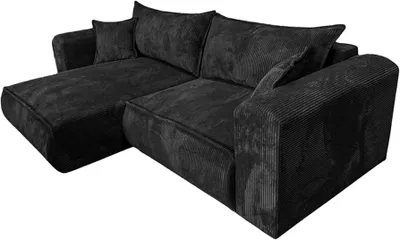 Produktbild von Ecksofa Laura 255x160 Dunkelgrau CORD mit schlaffunktion und bettkasten POSO 34 Links