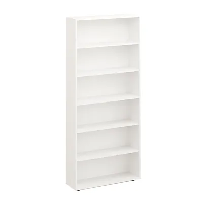 Produktbild von KOMTO Bücherregal 80 cm breit, weiß, Bücherregal mit 6 Ebenen und höhenverstellbaren Böden, Standregal, Lagerregal, Bücherregal Lumo 80 x 180 x 24 cm