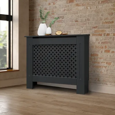 Produktbild von ML-Design Heizkörperverkleidung mit Wabenmuster 78x19x82 cm, Anthrazit, aus MDF lackiert, Heizungsverkleidung für Schlafzimmer Wohnzimmer