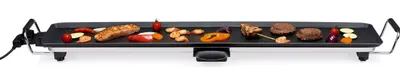 Obrázok produktu pre alpina Teppanyaki doska XXL stolný gril 2000W - 100 x 20 CM - Nastaviteľný termostat - Nepriľnavý povrch - Odnímateľná odkvapkávacia miska - Čierna
