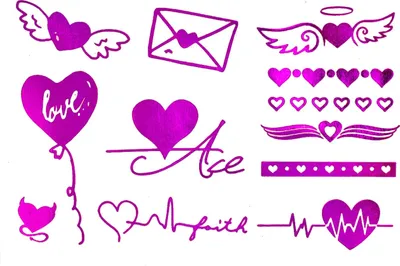Produktbild von Oblique Unique Temporäre Klebetattoos Tattoo Set Herzen mit Glitzereffekt JGA pink