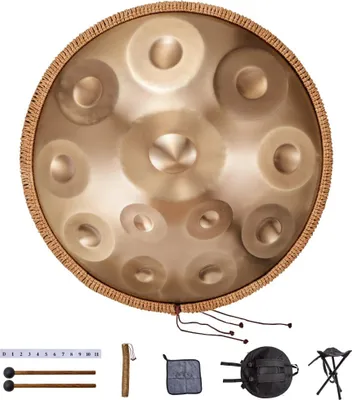 Produktbild von Handpan Drum 55 cm - 12 Noten D-Moll - Handtrommel Instrument mit Schlägel - Hochwertige Handpan für Musikliebhaber