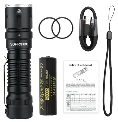 Image de Lampe de poche LED SC33 - XHP70.3 HI - 4700–5300 K - 5200 lm - Rechargeable par USB-C - Étanche - Noir