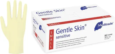 Produktbild von Meditrade Gentle Skin sensitive Einmalhandschuhe Latex 100 Stück Gr. S