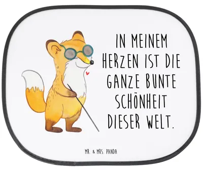Produktbild von Mr. & Mrs. Panda Auto Sonnenblende Fuchs Blindheit - Weiß - Geschenk, Erblindung, saugnapf sonnenschutz, Hitzeschutz, Fürs, autofenster