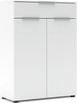 Zdjęcie produktu dla Aktenschrank >Santorin< in Weiß, Holzwerkstoff / Glas - 80x110x38cm (BxHxT)