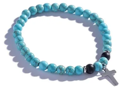 Produktbild von Perlenarmband fü r Herren mit tü rkisfarbenem Kreuz MCGB5096