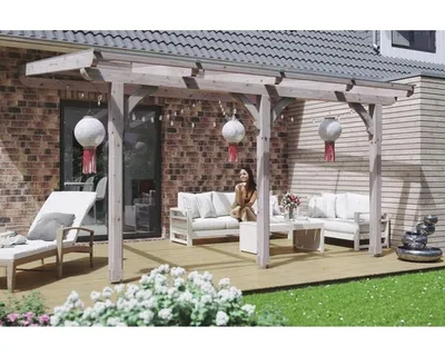 Produktbild von Terrassenüberdachung SKAN HOLZ Rimini 434x350 cm natur
