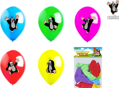 Zdjęcie produktu dla Nadmuchiwany balon 30 cm Kret – zestaw 10 sztuk, 5 wzorów