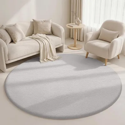 Obrázek produktu pro Kulatý koberec o rozměrech 120 x 120 cm, šedé barvy, měkký a pratelný