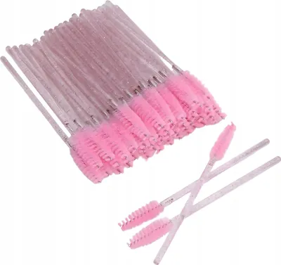 Produktbild von 50 Einweg-Wimpernbürsten Rosa, Nylon, 10cm