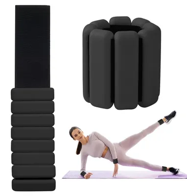 Produktbild von 2 Stück Handgelenkgewichte Knöchelgewichte Set Gewichtsmanschetten Ankle Weights Handgelenk Gewichte für Yoga,Tanz,Barre,Pilates,Cardio,Aerobic,Walking,Gehen,Joggen (Schwarz)