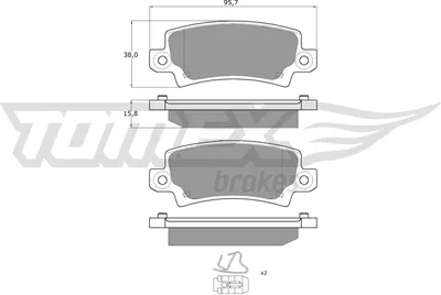 Produktbild von TOMEX brakes Bremsbeläge Satz Hinten Bremsklötze für TOYOTA COROLLA (ZZE12, NDE12, ZDE12) TX 13-75