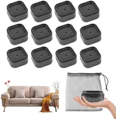 Produktbild von PolkaHome® Möbelbeine-Set – 12 Stück verstellbare schwarze Möbelfüße, 3–7 cm höhenverstellbar