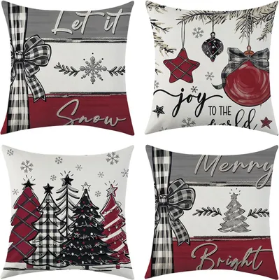 Produktbild von Weihnachtliche Kissenhüllen für Dekokissen, Set mit 4 Stück, 40x40 cm