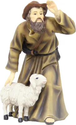 Produktbild von Krippenfiguren Schäfer mit Schaf, 13 cm, Polyresin Deko Set