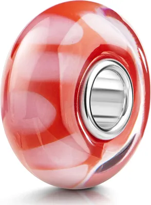 Produktbild von MATERIA by Matthias Wagner Glas Bead Anhänger rot rosa Punkte Glasperle für Beads Armband oder Kette 545