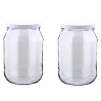 Produktbild von MIKONI Gurkenglas 1,7 L | 2 STÜCK | Weiß Deckel | Einweckgläser, Einmachgläser, Vorratsgläser, 1700ml, Einmachglas, Sturzgläser, Gurkengläser