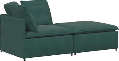 Immagine prodotto di Divano modulare con poggiapiedi cuscino in velluto verde scuro