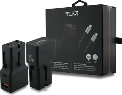 Image de Tumi Travel Charger 25W Usb-C / Usb-A Adapter + Usb-C/Usb-C Cable Black