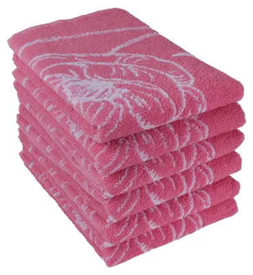 Produktbild von DoubleDry Küchentücher Baumwolle - 50x50cm - Frotteetücher - Hochwertige Küchenhandtücher - Blume, Rosa