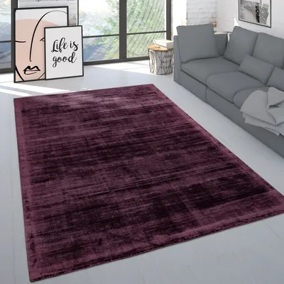 Immagine prodotto di Tappeto soggiorno a pelo corto moderno tinta unita motivo semplice fatto a mano viola dimensioni 80x150 cm