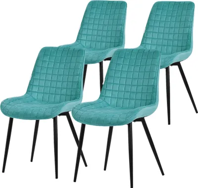 Produktbild von ML-Design Esszimmerstühle 4er Set, Petrol, Sitzfläche aus Samt mit schwarzen Metallbeinen, Küchenstühle mit Rückenlehne